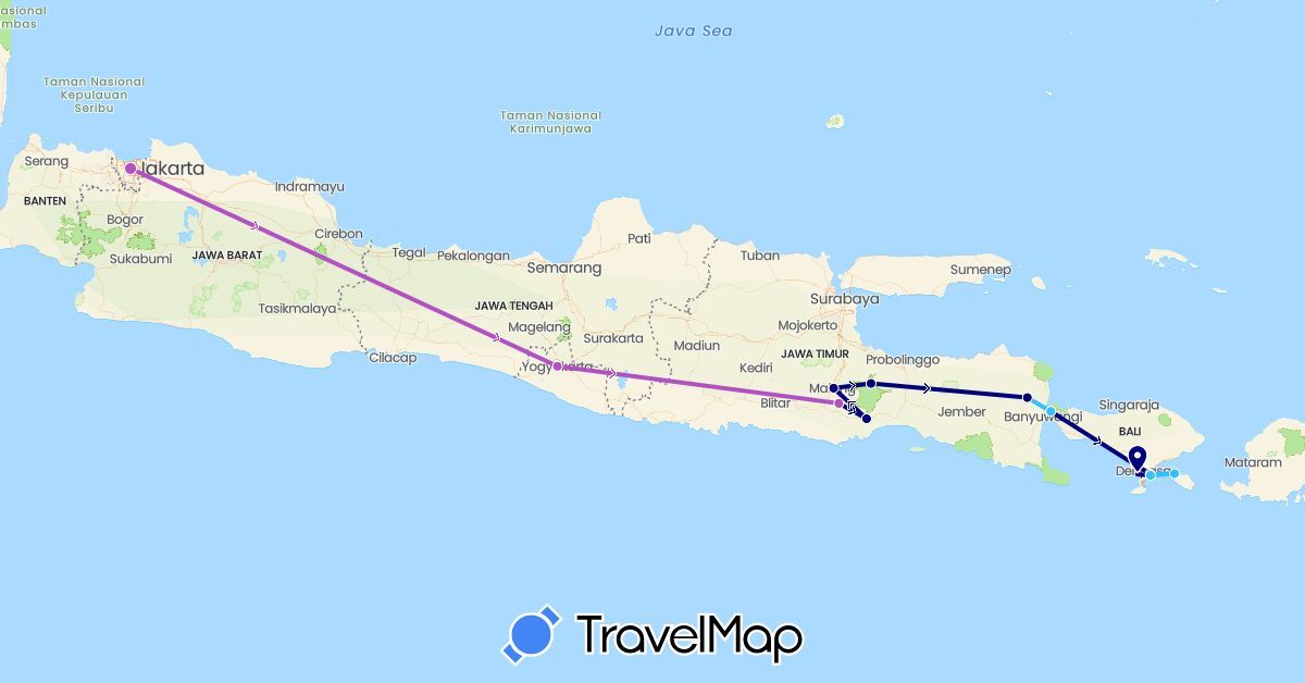 TravelMap itinerary: driving, train, boat in Indonesia (Asia)